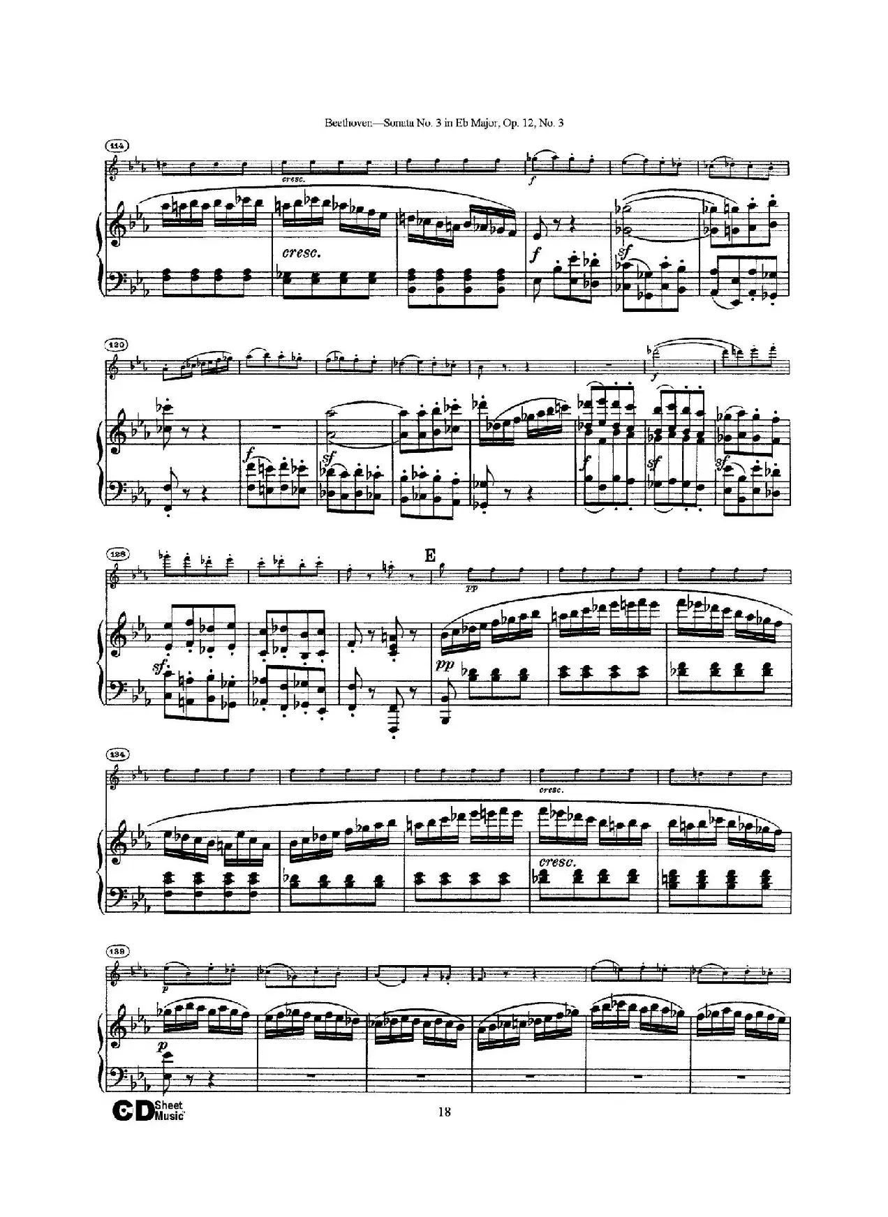 降E大调第三小提琴奏鸣曲（Sonata No.3 in Eb Major Op.12,No.3）（小提琴+钢琴伴奏）