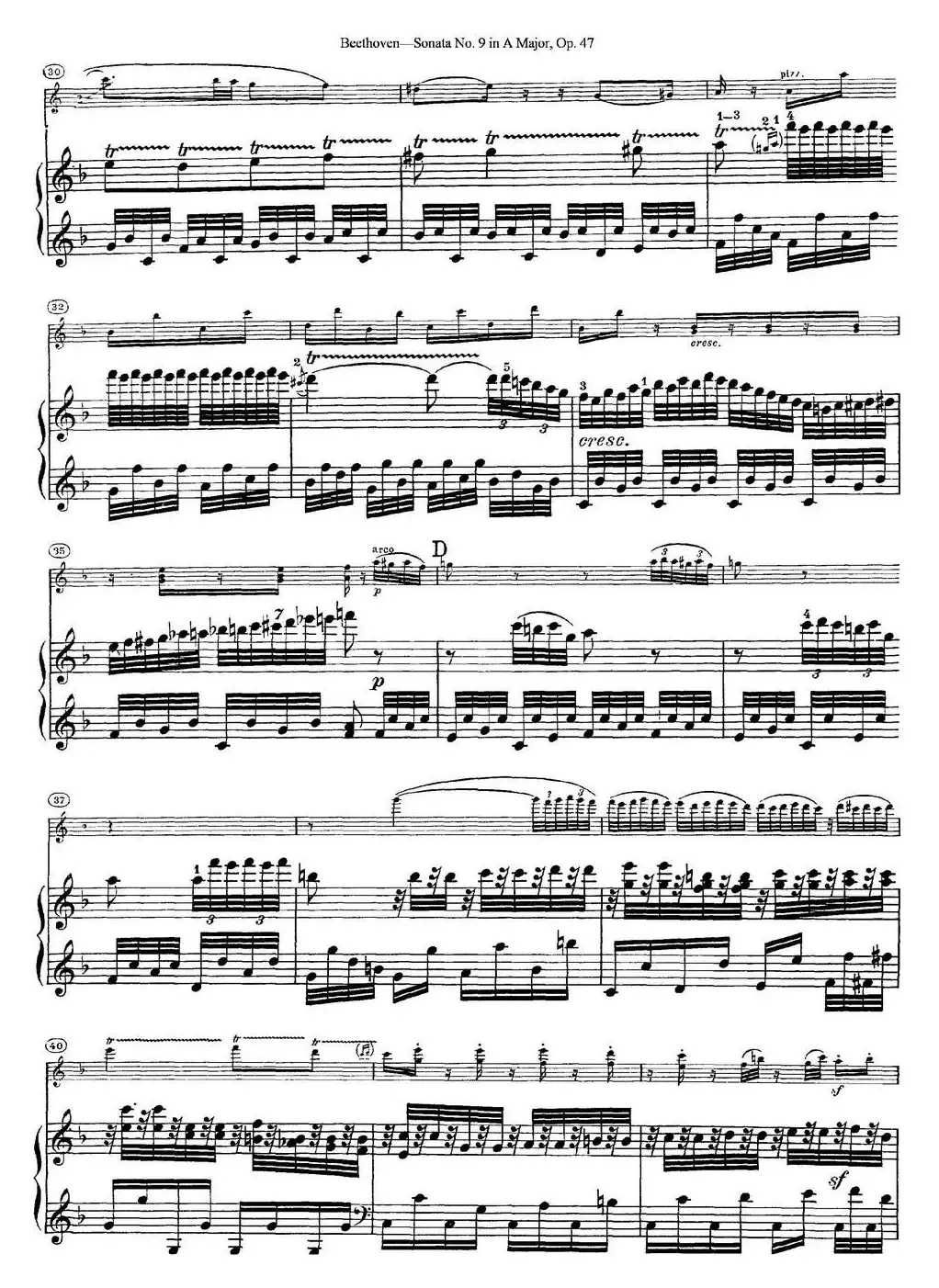 Violin Sonata No.9 in A Major Op.47（小提琴+钢琴伴奏）