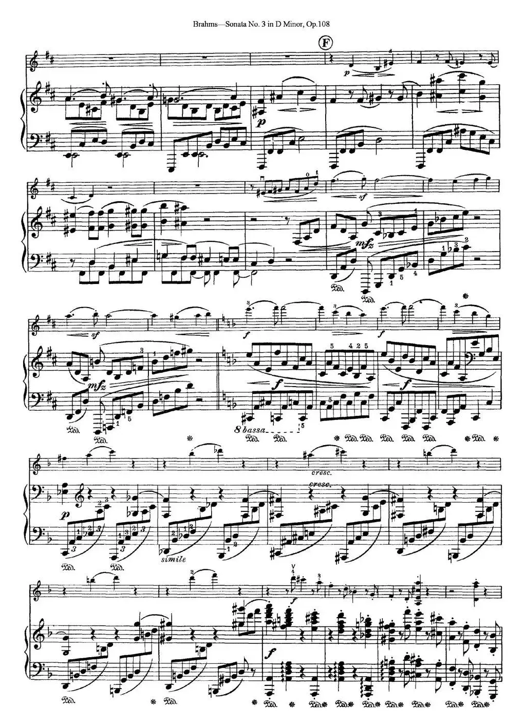 Violin Sonata No.3 in D Minor Op.108（小提琴+钢琴伴奏）