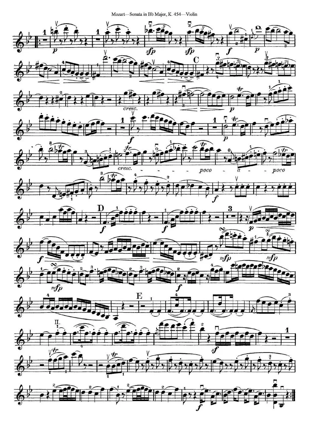 Violin Sonata in Bb Major K.454