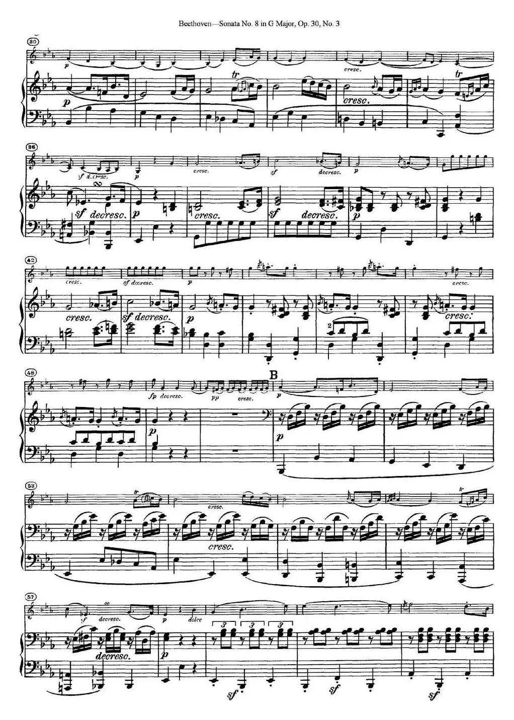 Violin Sonata No.8 in G Major Op.30 No.3（小提琴+钢琴伴奏）