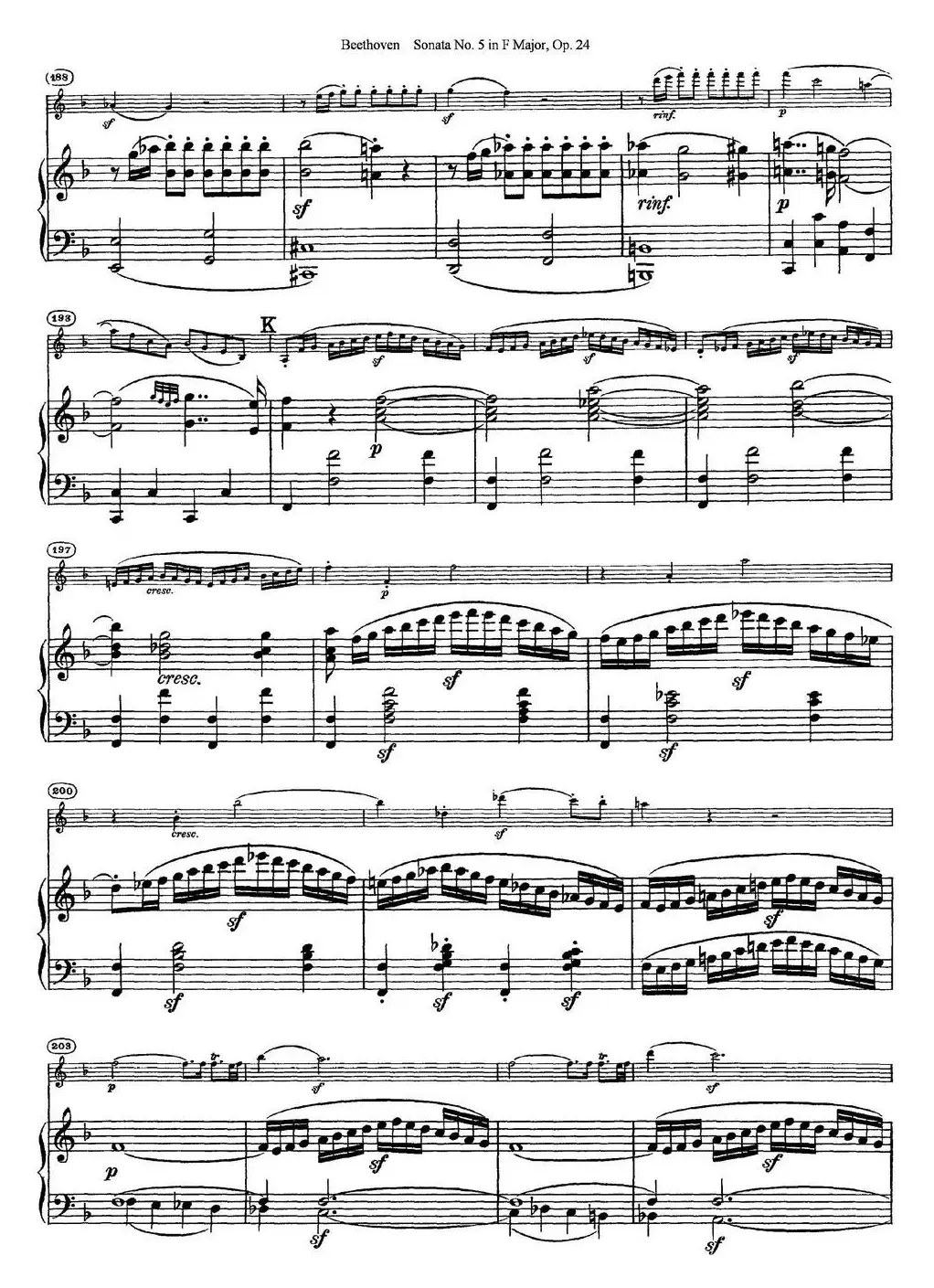 Violin Sonata No.5 in F Major Op.24（小提琴+钢琴伴奏）