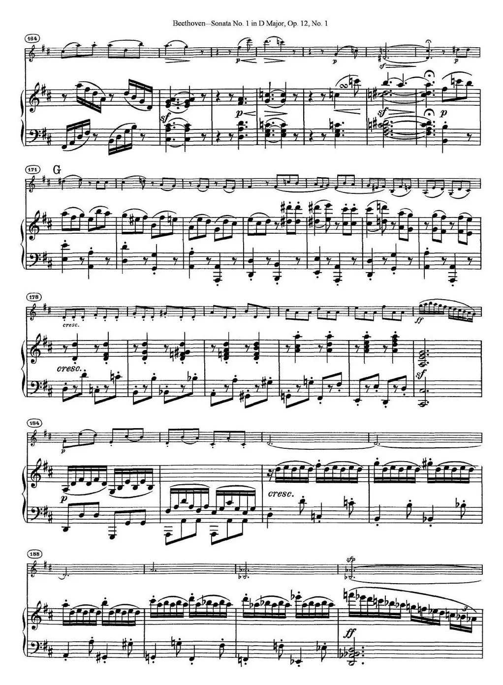 Violin Sonata No.1 in D Major Op.12 No.1（小提琴+钢琴伴奏）