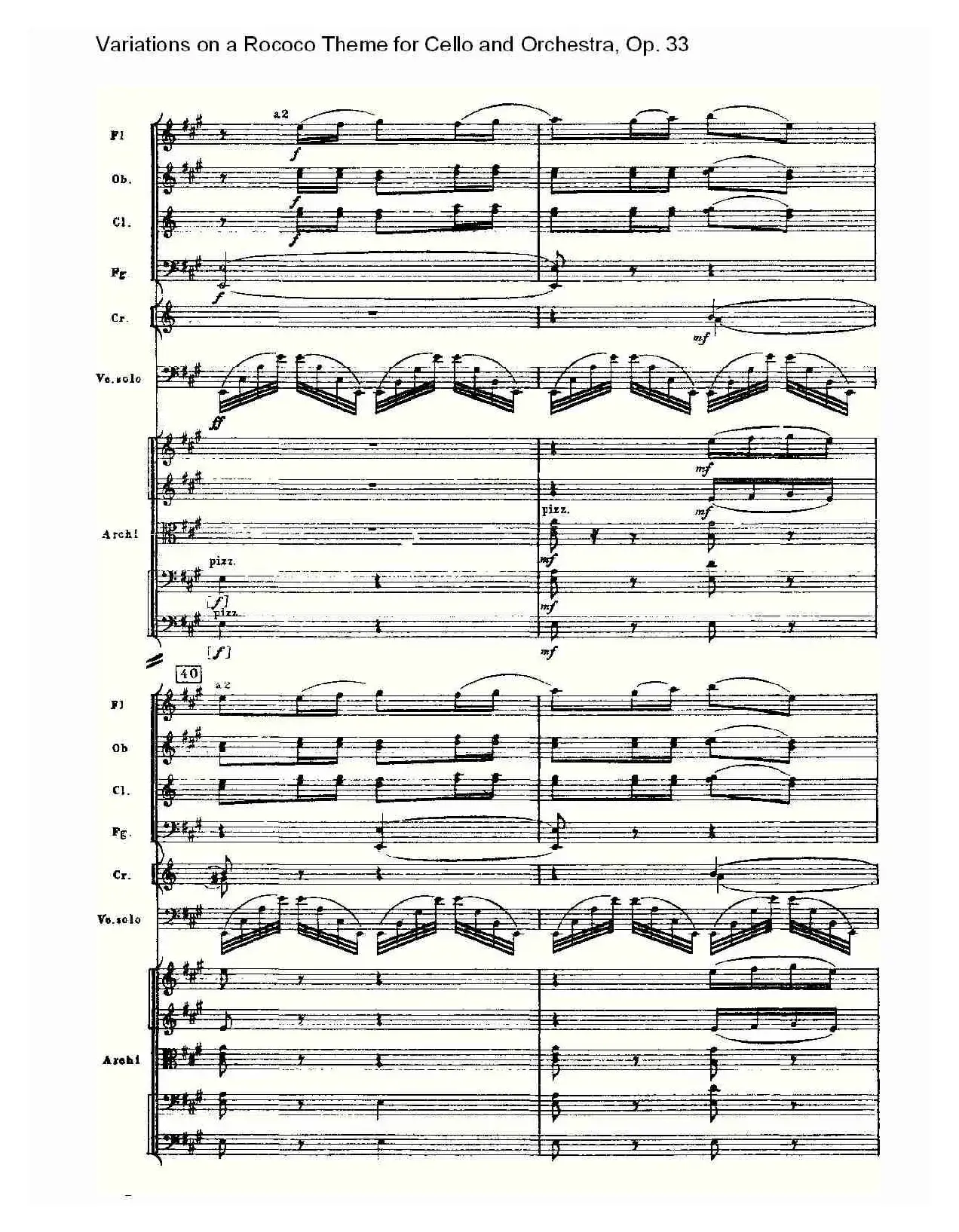 大提琴与管弦乐洛可可主题a小调变奏曲, Op.33（二）