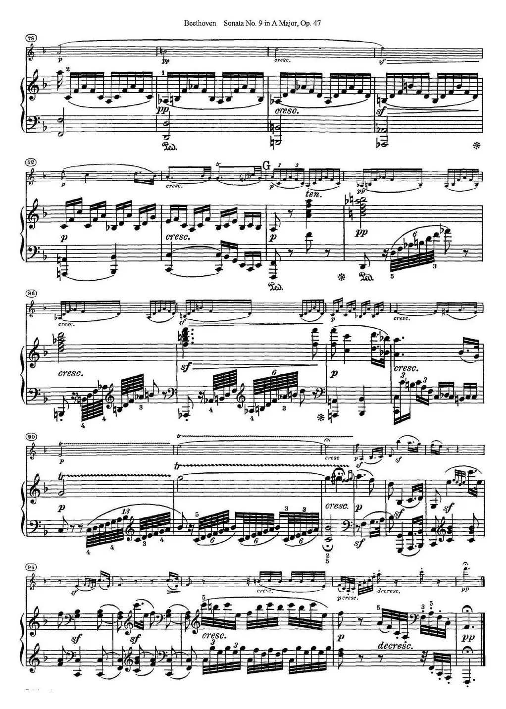 Violin Sonata No.9 in A Major Op.47（小提琴+钢琴伴奏）