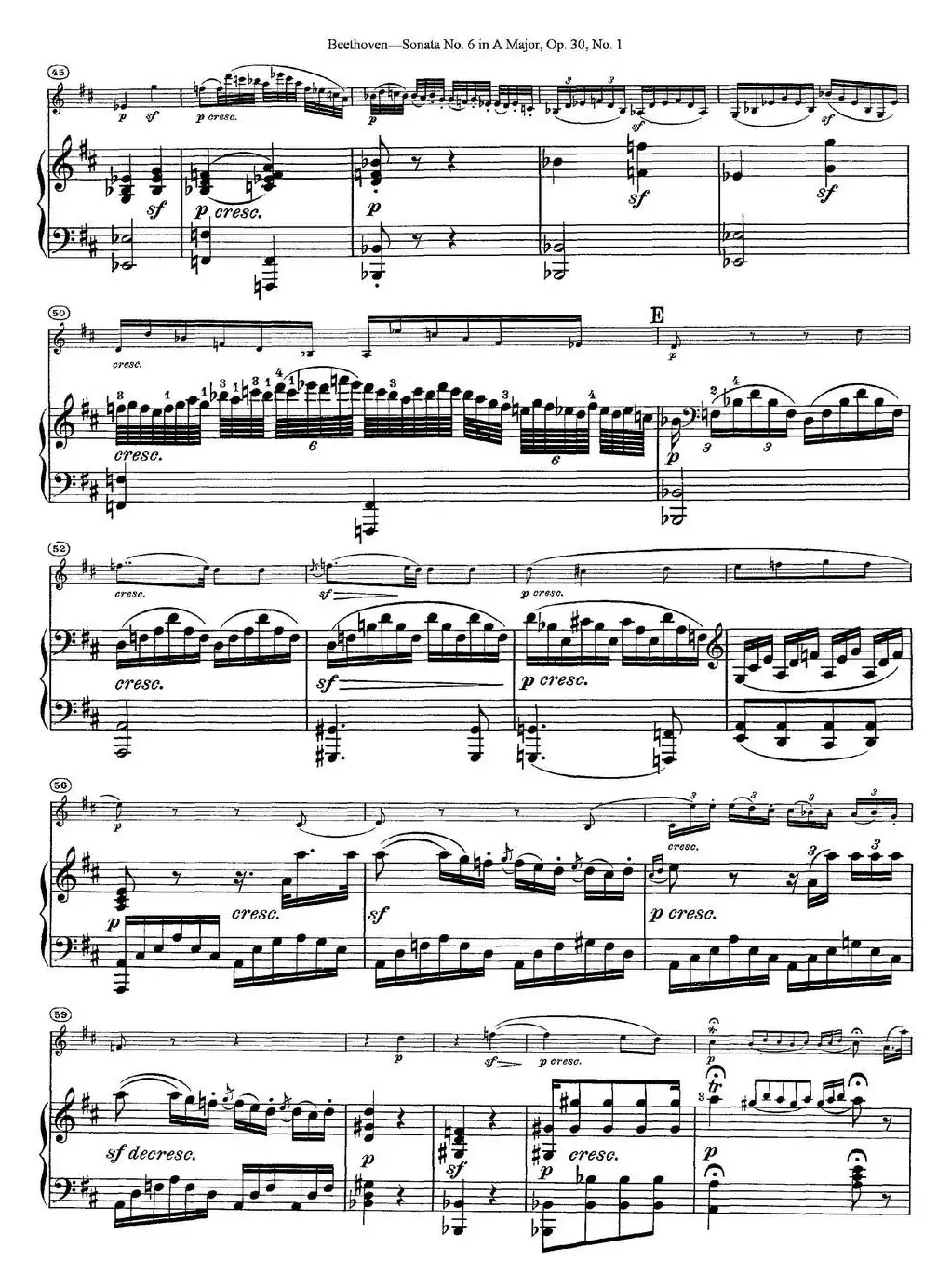 Violin Sonata No.6 in A Major Op.30 No.1（小提琴+钢琴伴奏）