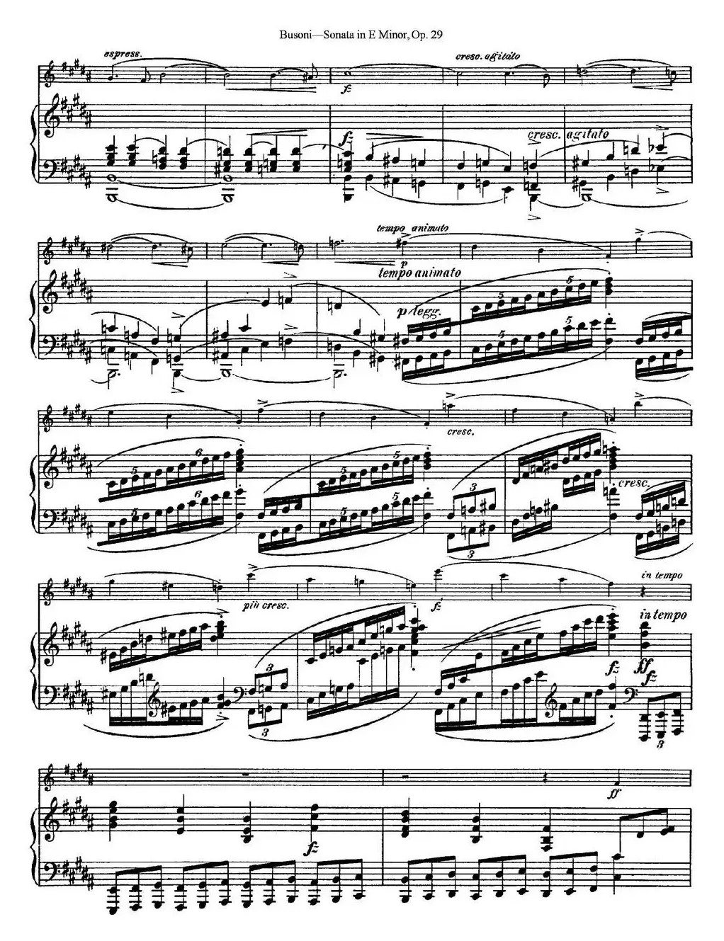 Violin Sonata No.1 in E Minor Op.29（小提琴+钢琴伴奏）