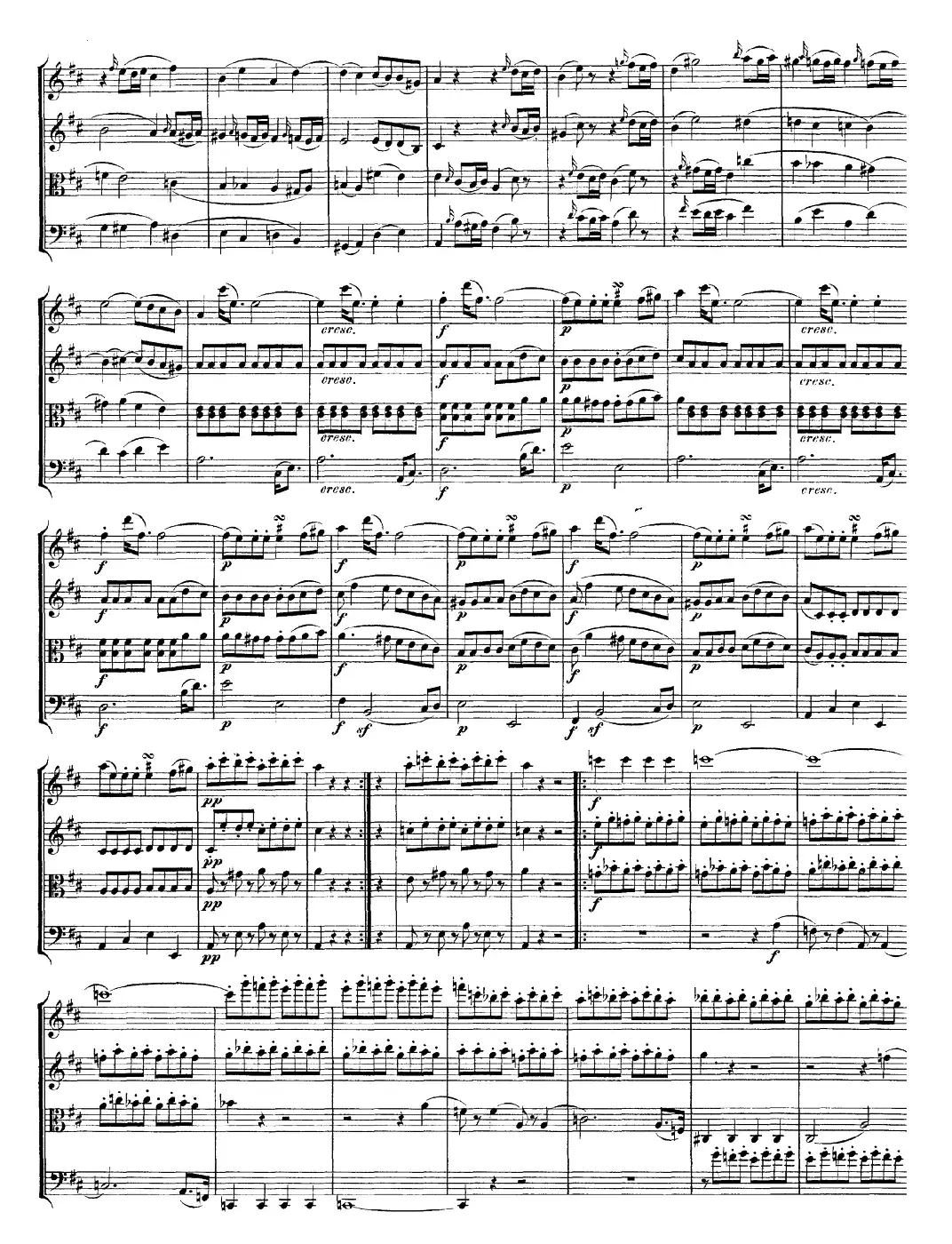 Mozart《Quartet No.20 in D Major,K.499》（总谱）