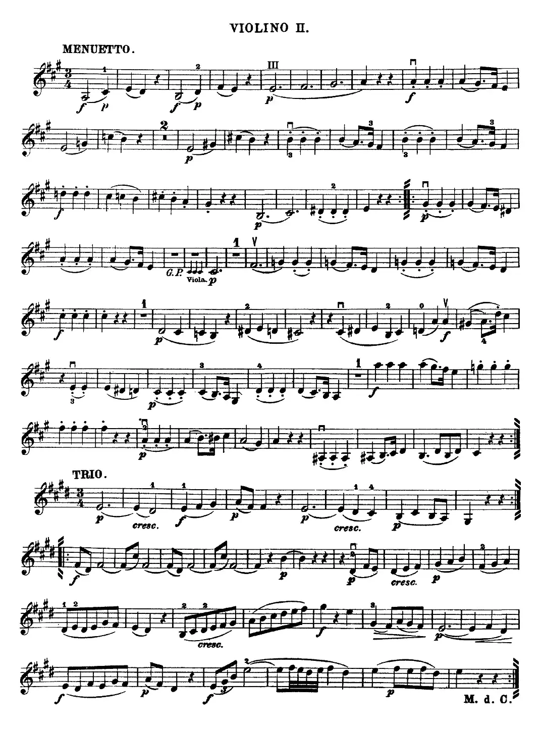 Mozart《Quartet No.18 in A Major,K.464》（Violin 2分谱）