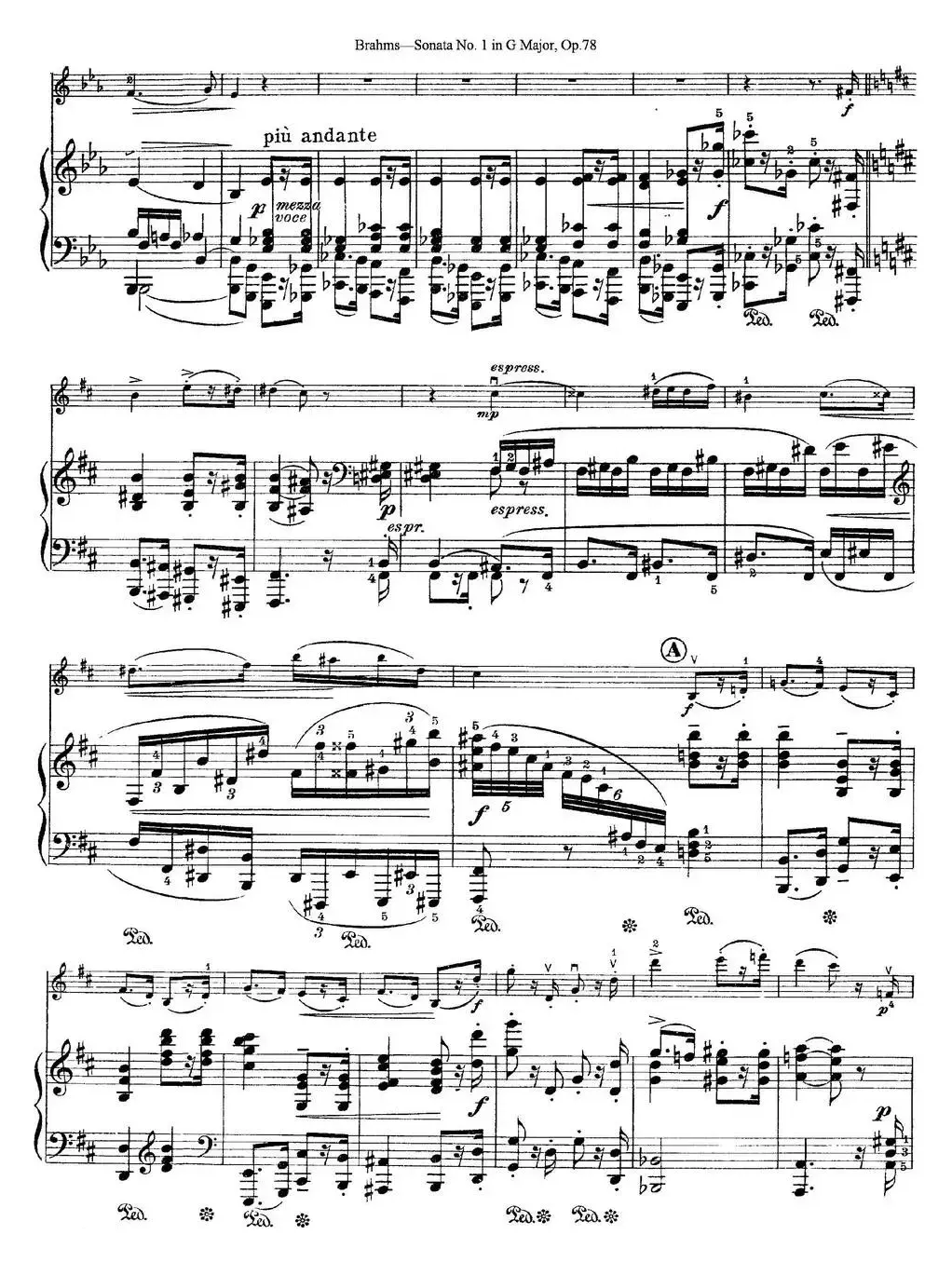 Violin Sonata No.1 in G Major Op.78（小提琴+钢琴伴奏）