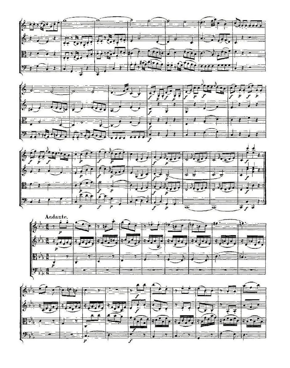 Quartet No. 4 in C Major, K. 157（C大调第四弦乐四重奏）