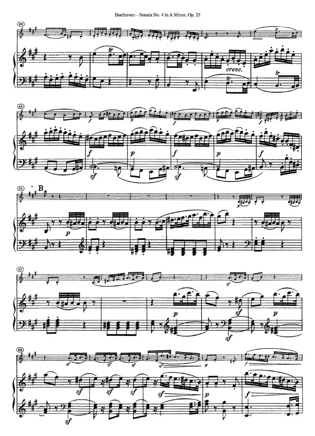 Violin Sonata No.4 in A Minor Op.23（小提琴+钢琴伴奏）