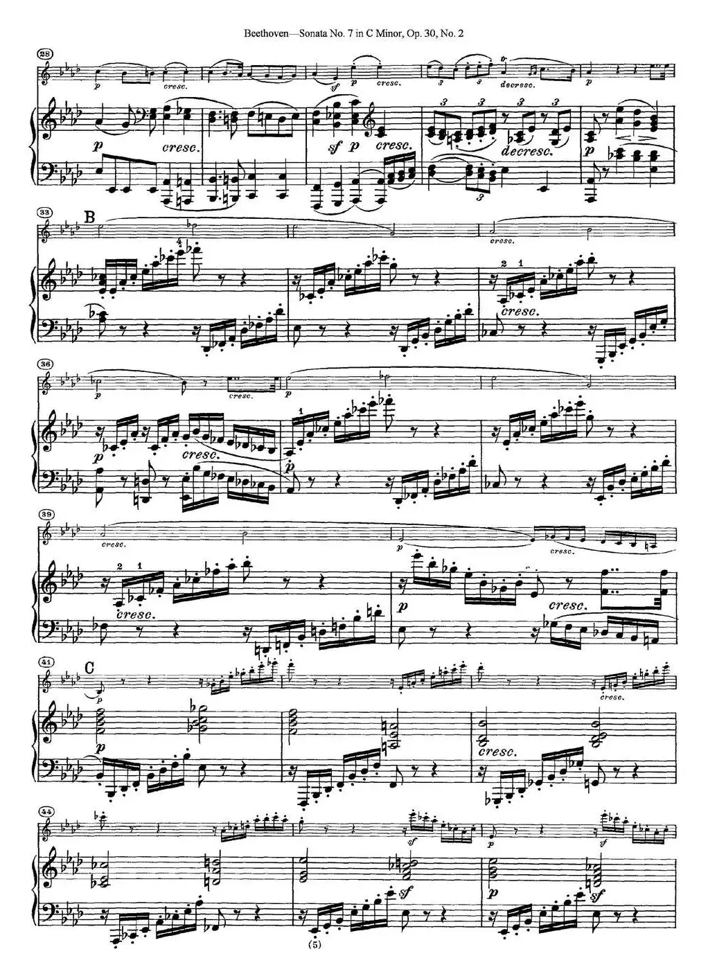 Violin Sonata No.7 in C Minor Op.30 No.2（小提琴+钢琴伴奏）