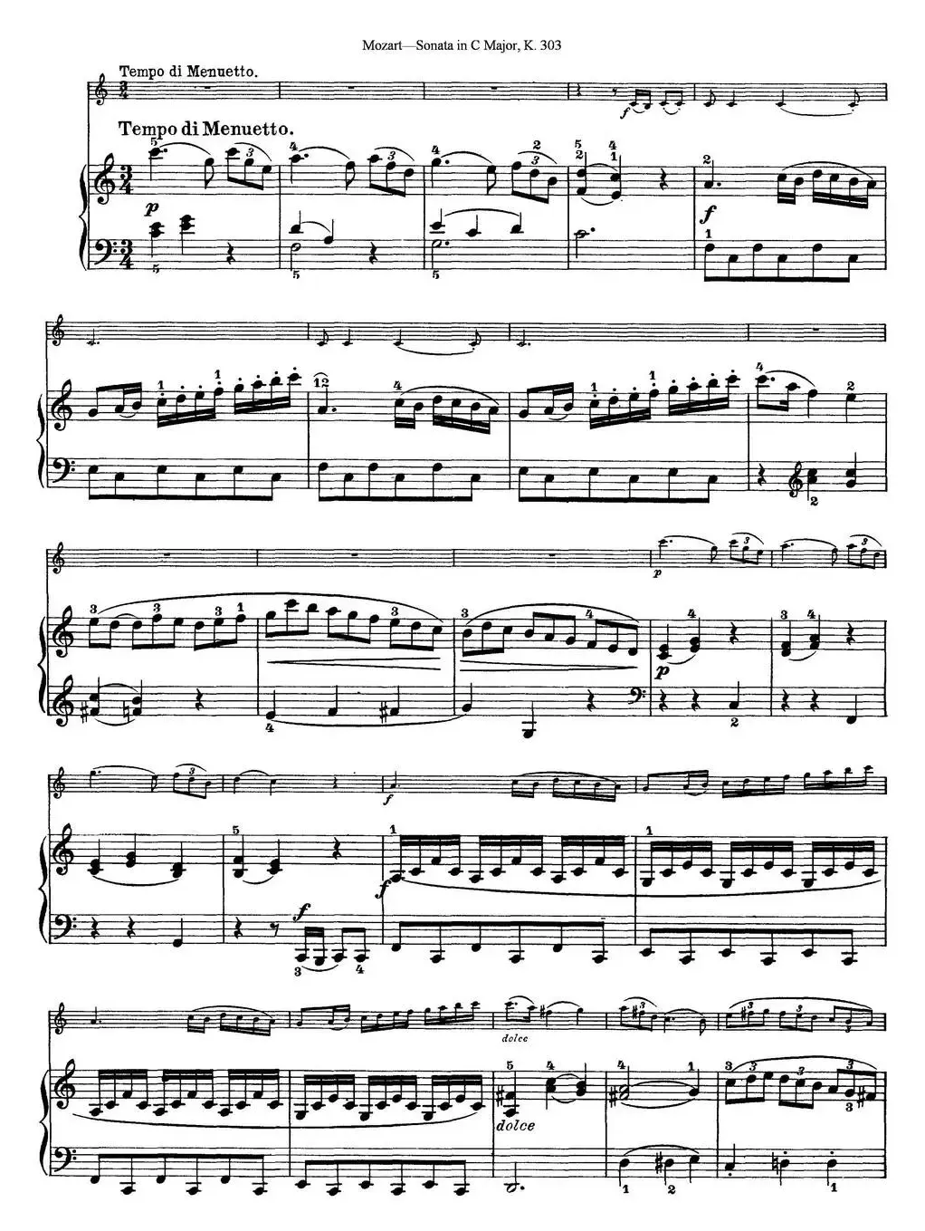 Violin Sonata in C Major K.303（小提琴+钢琴伴奏）