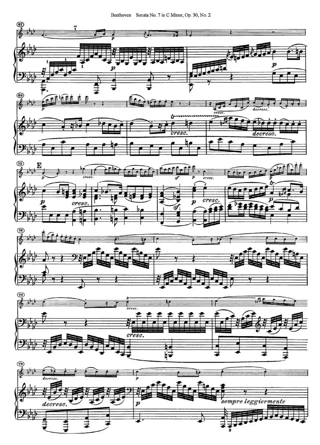 Violin Sonata No.7 in C Minor Op.30 No.2（小提琴+钢琴伴奏）