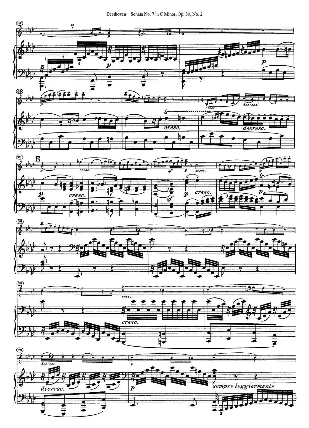 Violin Sonata No.7 in C Minor Op.30 No.2（小提琴+钢琴伴奏）