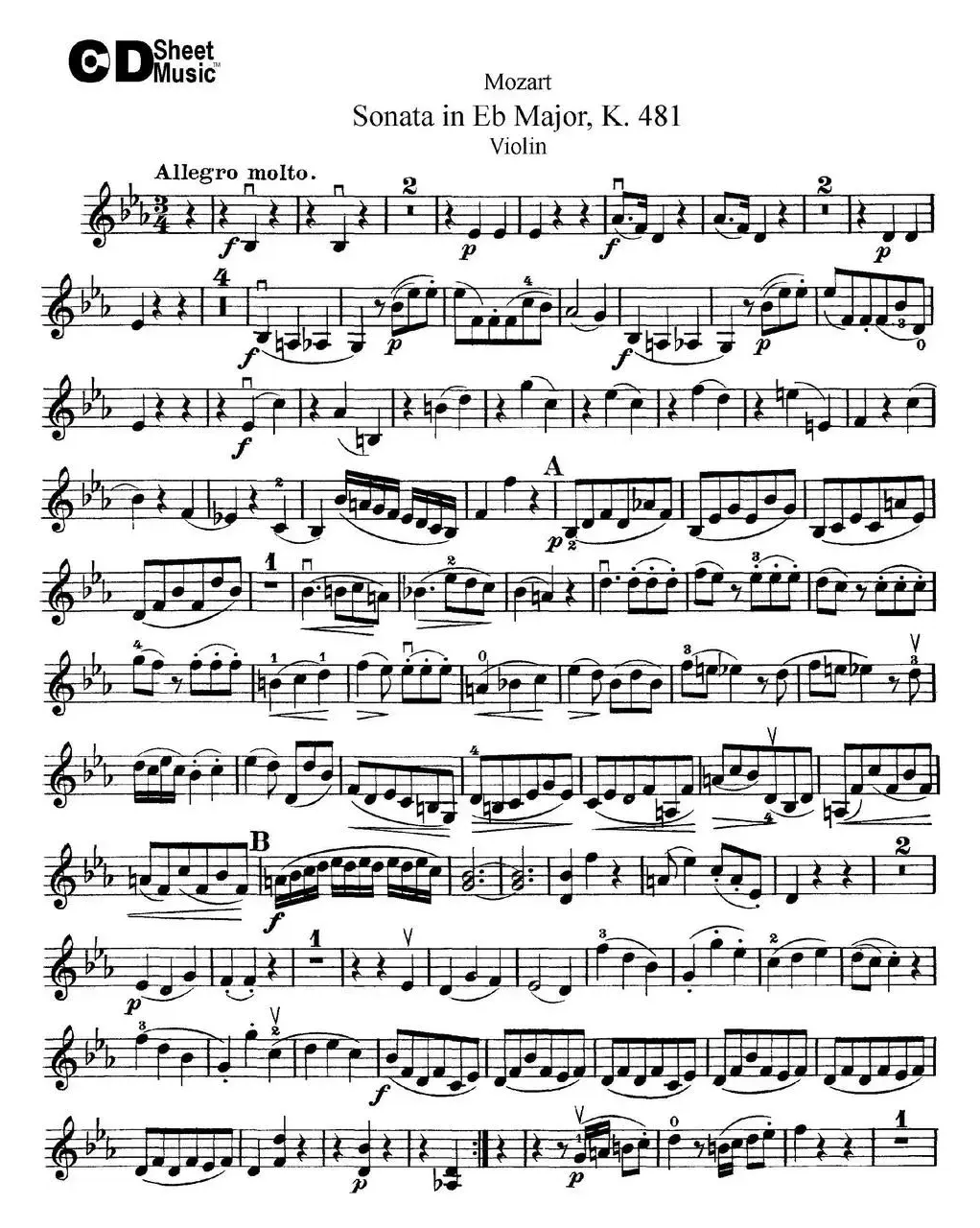 Violin Sonata in Eb Major K.481