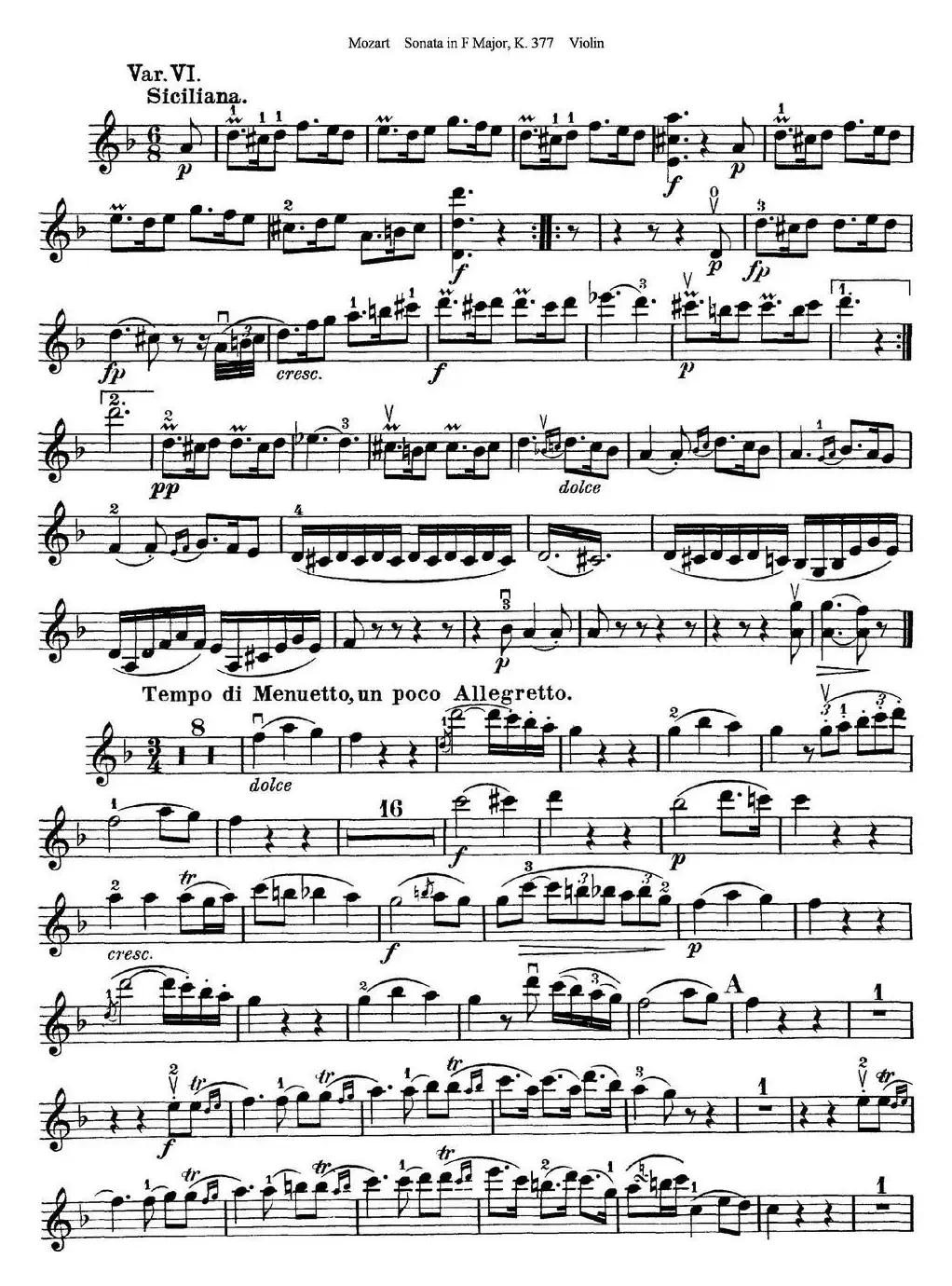 Violin Sonata in F Major K.377