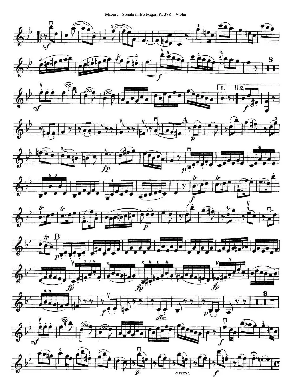 Violin Sonata in Bb Major K.378