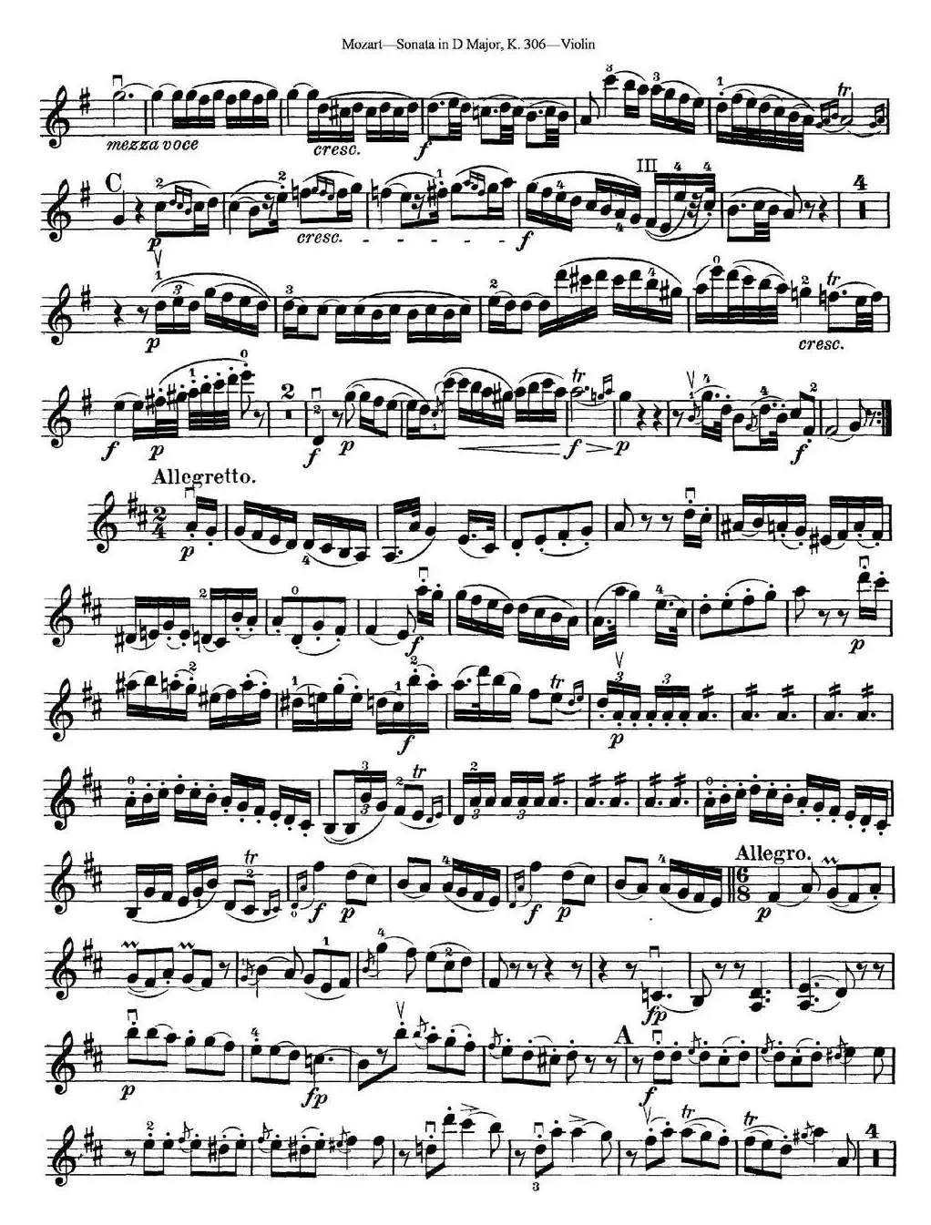 Violin Sonata in D Major K.306