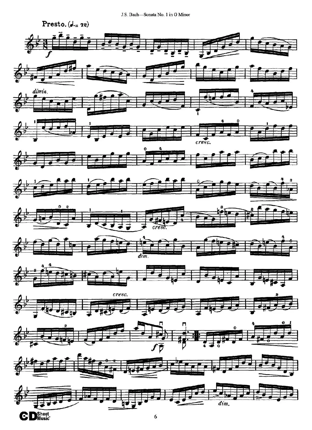 6 Violin Sonatas and Partitas 1.Sonata No.1 G Minor