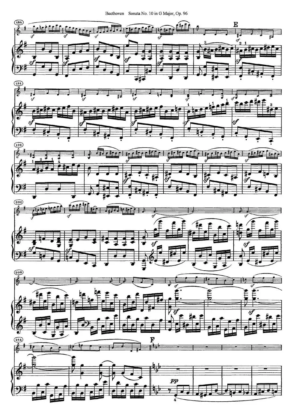 Violin Sonata No.10 in G Major Op.96（小提琴+钢琴伴奏）