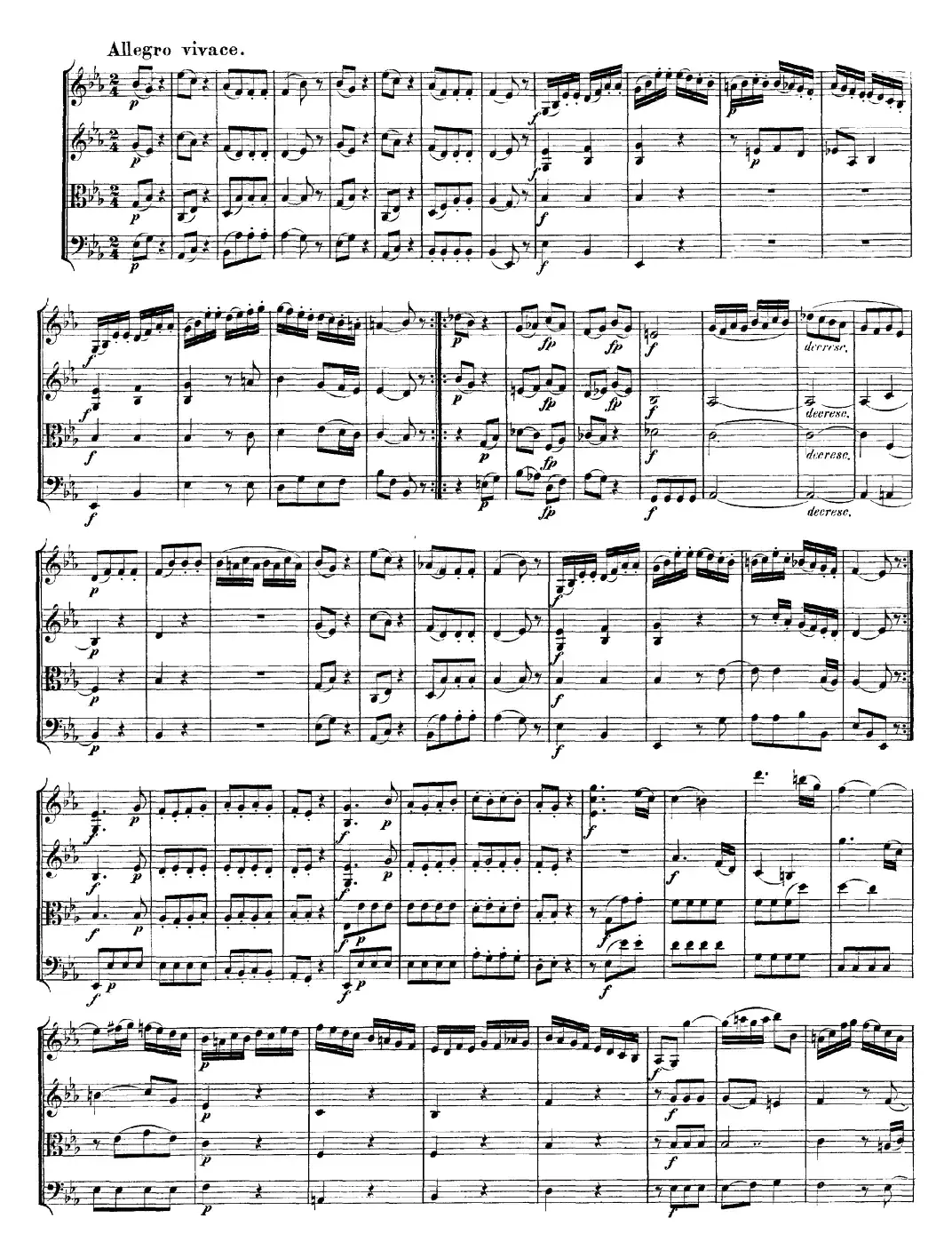 Mozart《Quartet No.16 in Eb Major,K.428》（总谱）