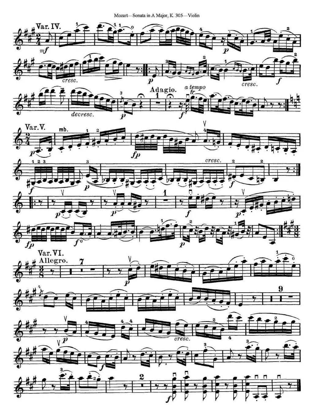 Violin Sonata in A Major K.305