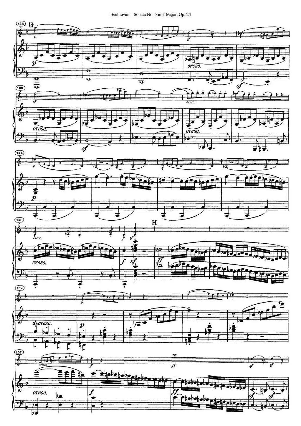 Violin Sonata No.5 in F Major Op.24（小提琴+钢琴伴奏）