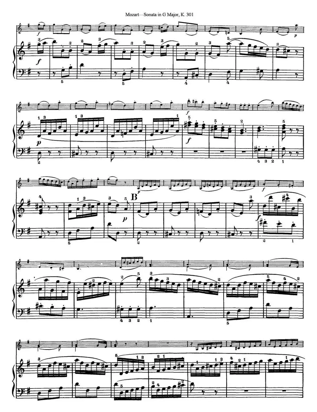 Violin Sonata in G Major K.301（小提琴+钢琴伴奏）