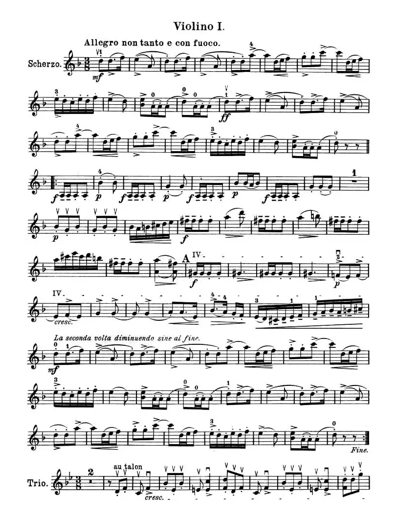 QUARTET No.1 IN D MAJOR Op.11（弦乐四重奏、小提琴分谱）