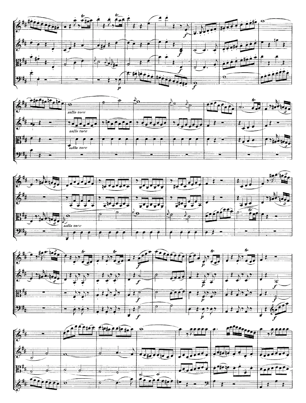 Mozart《Quartet No.21 in D Major,K.575》（总谱）