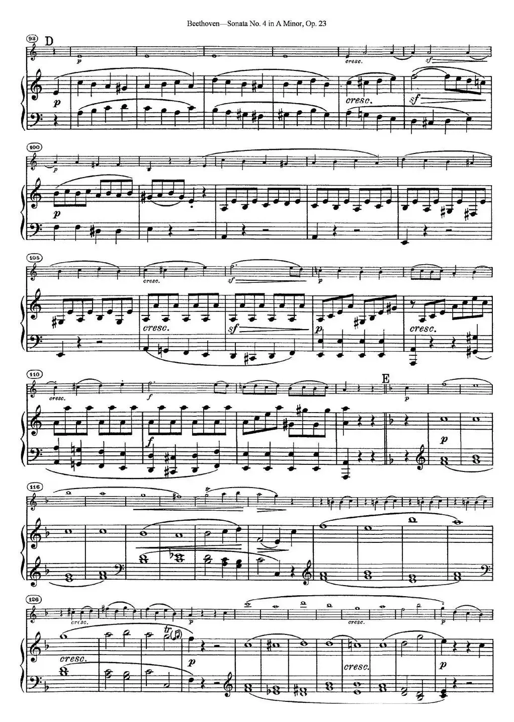 Violin Sonata No.4 in A Minor Op.23（小提琴+钢琴伴奏）