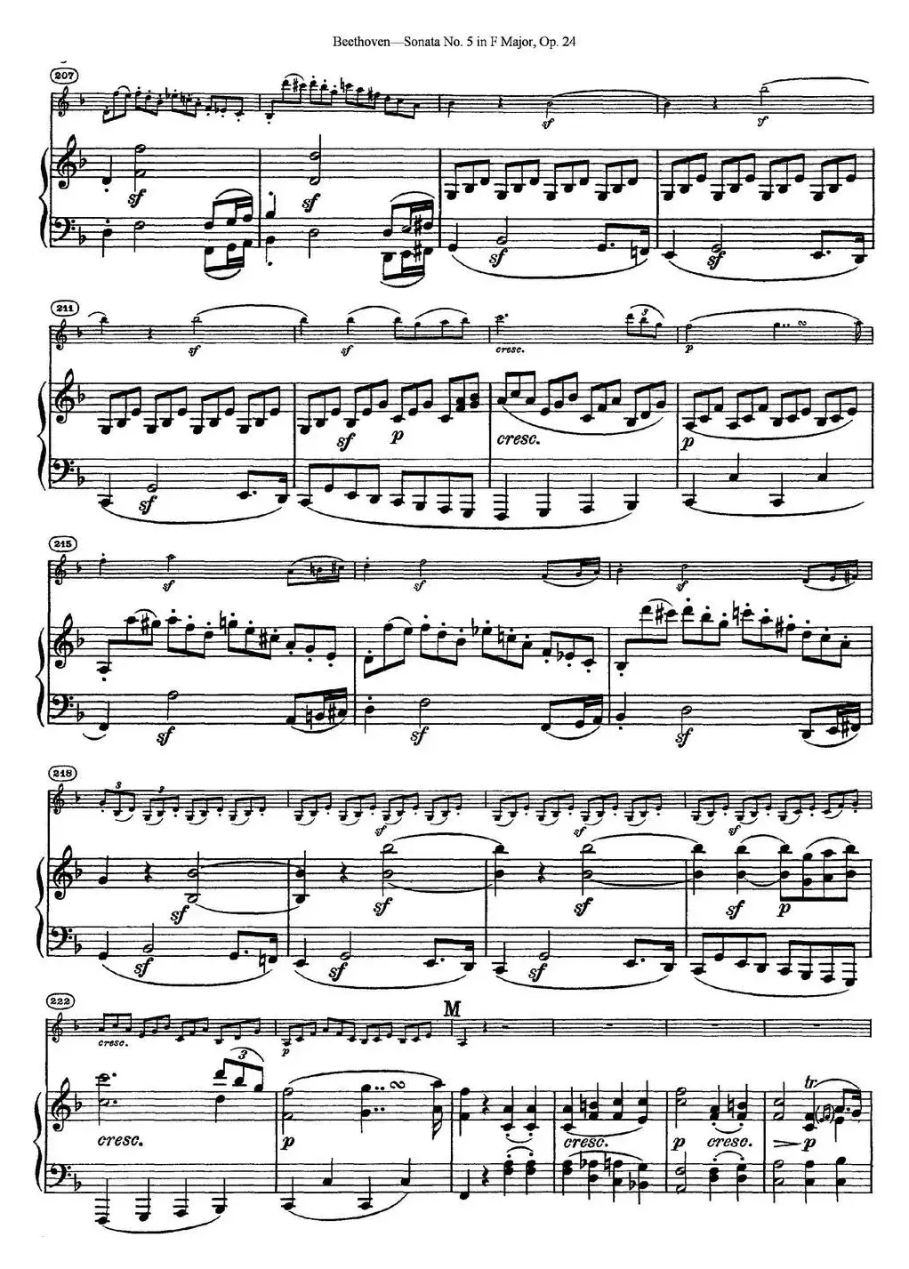 Violin Sonata No.5 in F Major Op.24（小提琴+钢琴伴奏）