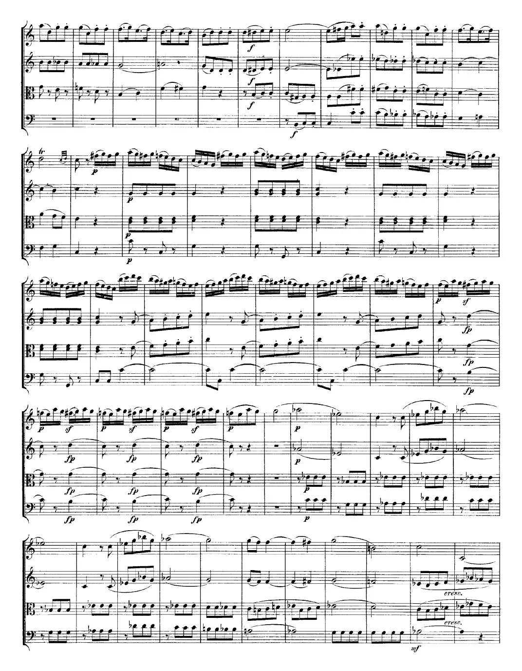 Mozart《Quartet No.19 in C Major,K.465》（总谱）