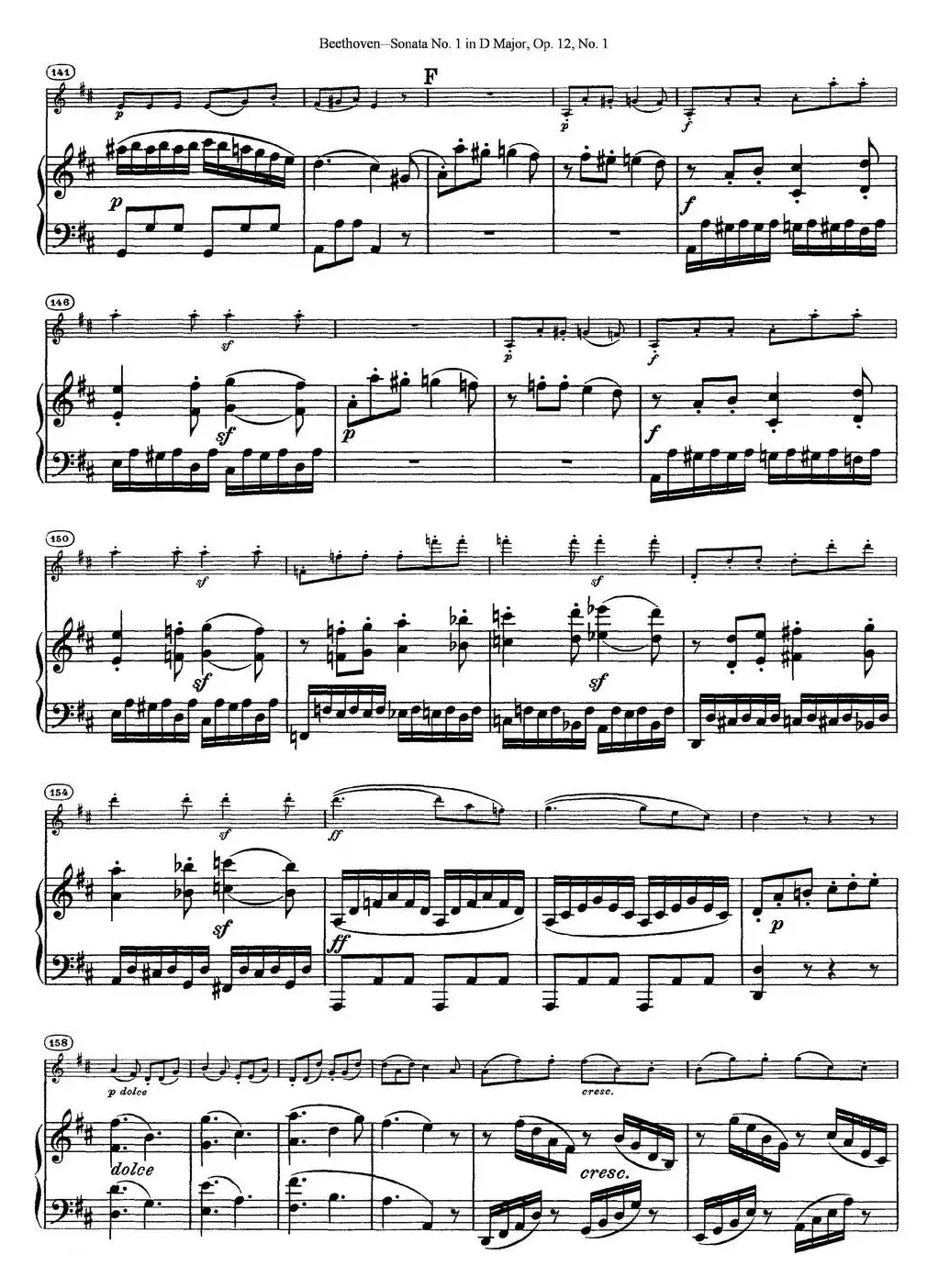 Violin Sonata No.1 in D Major Op.12 No.1（小提琴+钢琴伴奏）
