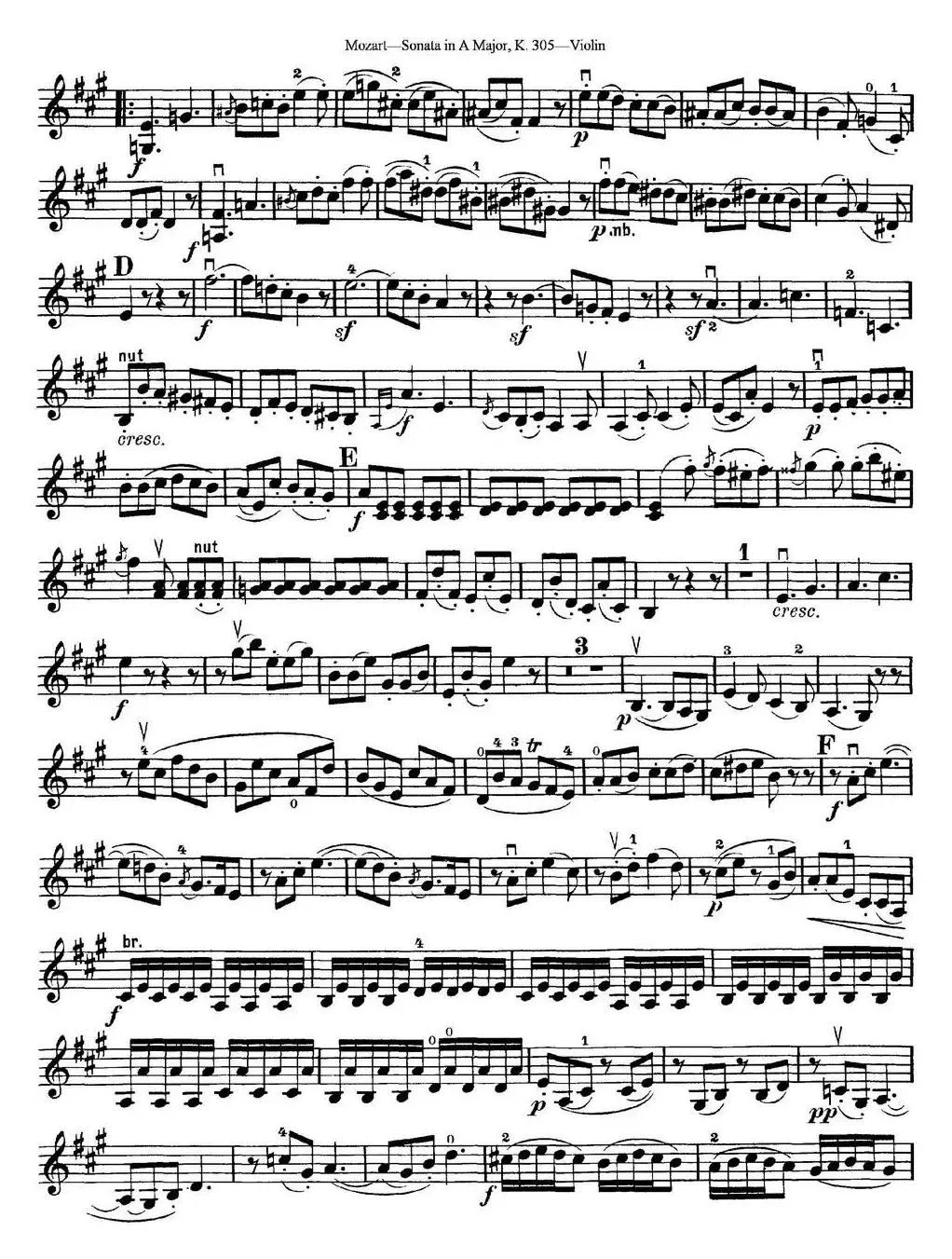 Violin Sonata in A Major K.305