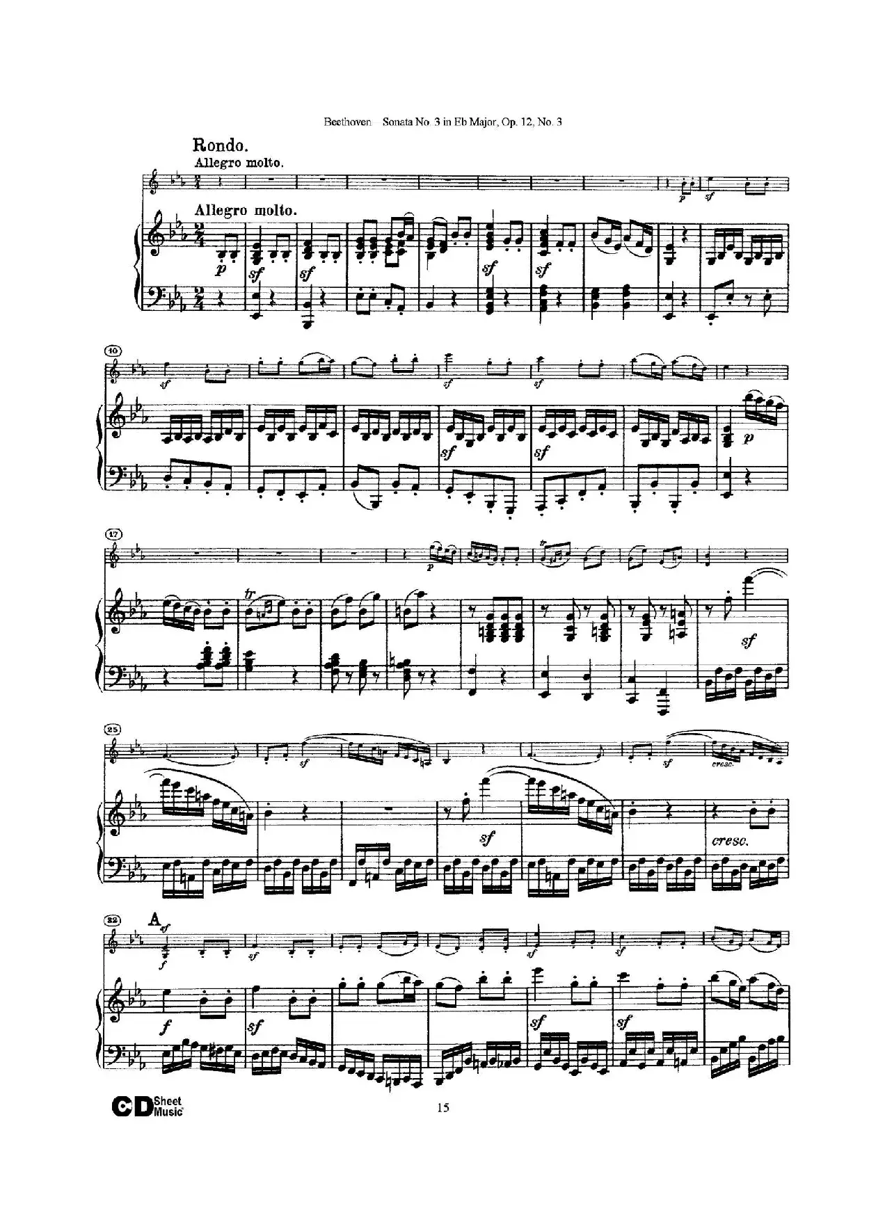 降E大调第三小提琴奏鸣曲（Sonata No.3 in Eb Major Op.12,No.3）（小提琴+钢琴伴奏）