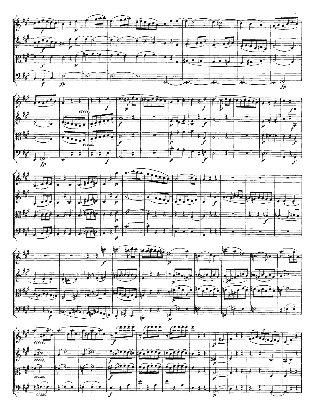 Mozart《Quartet No.18 in A Major,K.464》（总谱）