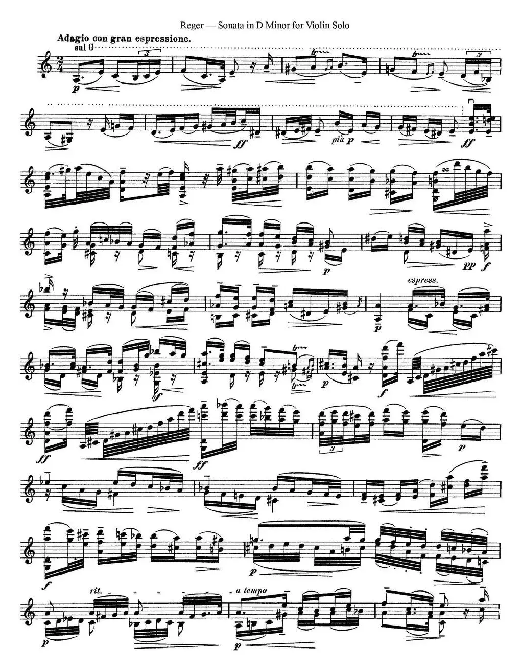 Sonata in D Minor for Solo Violin Op.42 No.1