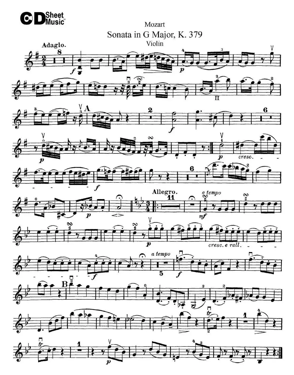 Violin Sonata in G Major K.379