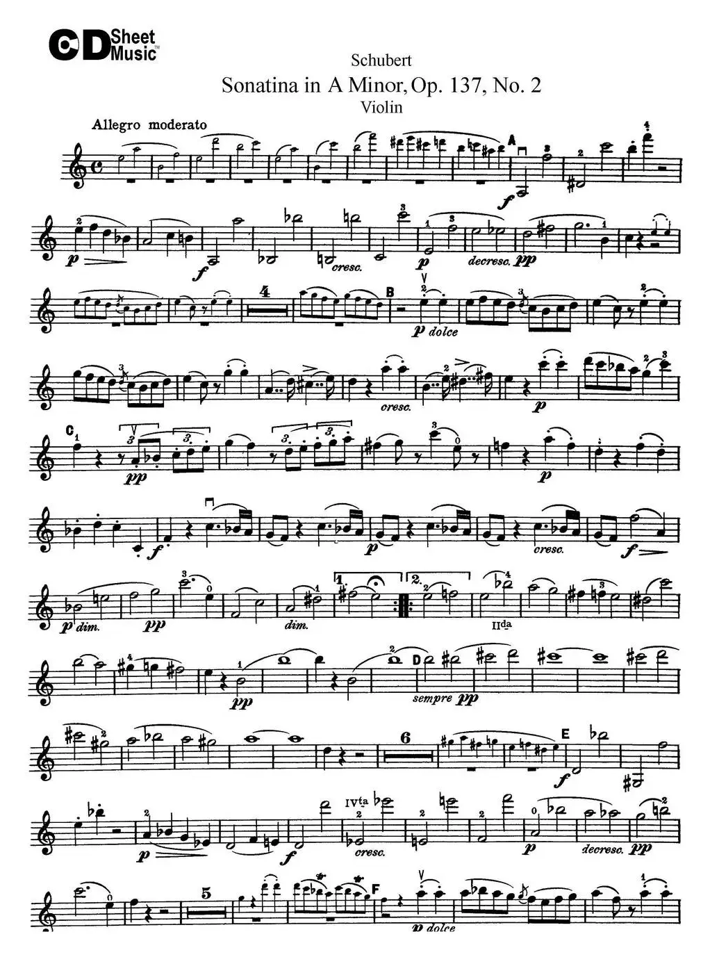 Violin Sonatina in A minor Op.137 No.2