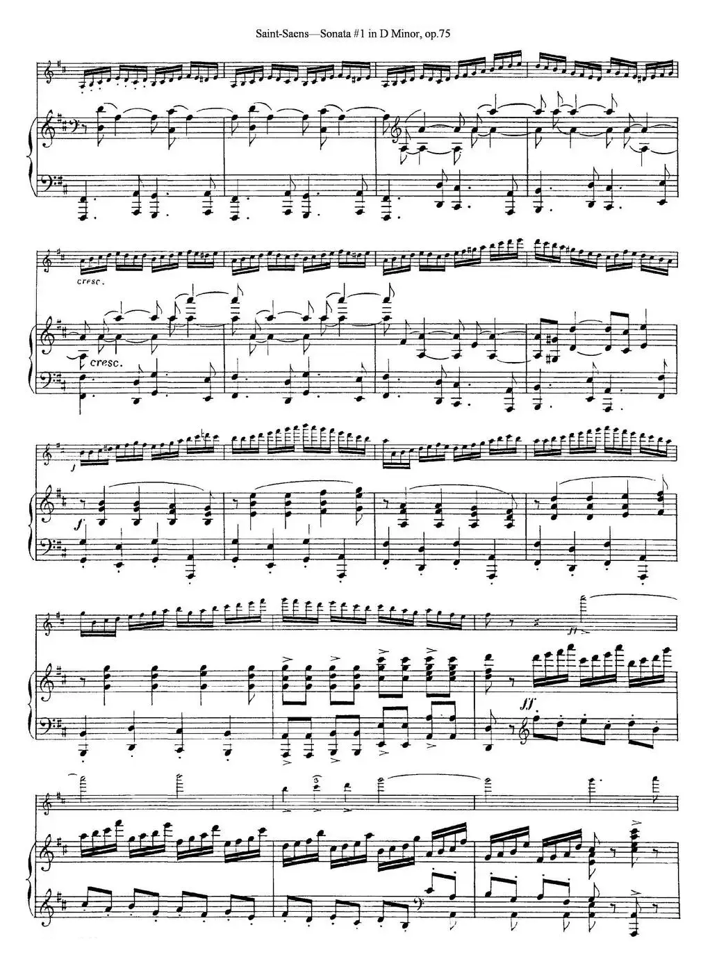 Violin Sonata No.1 in D Minor Op.75（小提琴+钢琴伴奏）