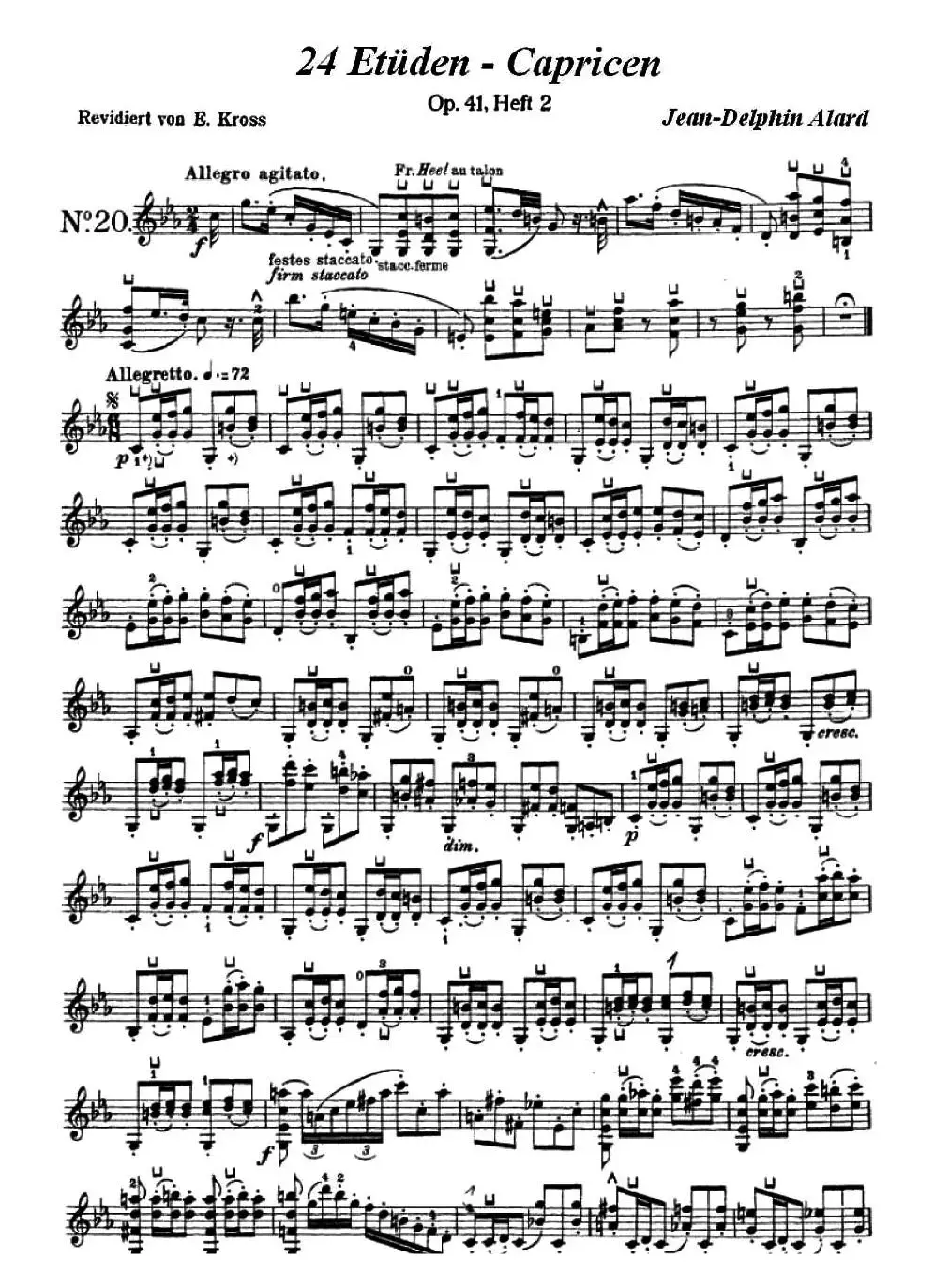 让·德尔菲·阿拉尔-12首小提琴隨想练习曲之20