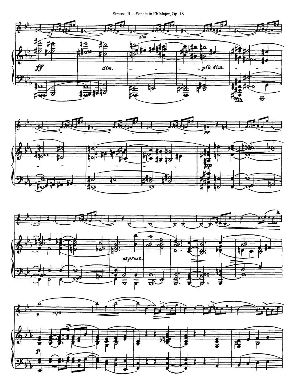 Violin Sonata in Eb Major Op.18（小提琴+钢琴伴奏）