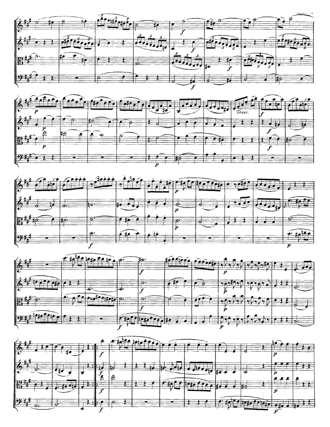 Mozart《Quartet No.18 in A Major,K.464》（总谱）