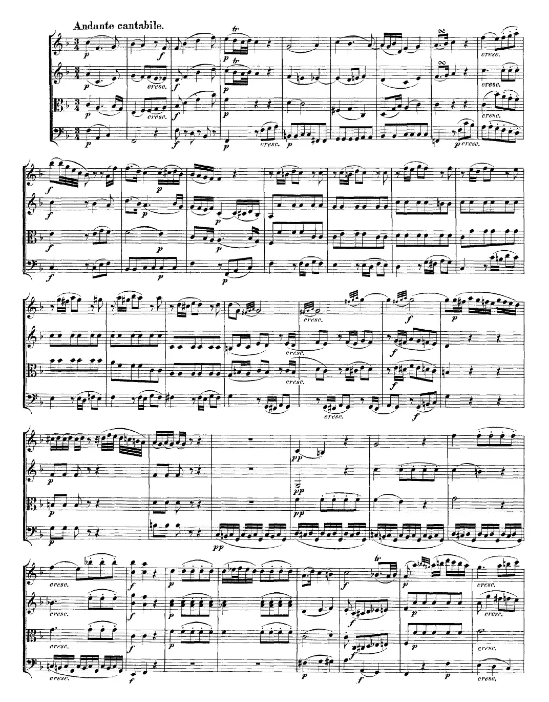 Mozart《Quartet No.19 in C Major,K.465》（总谱）