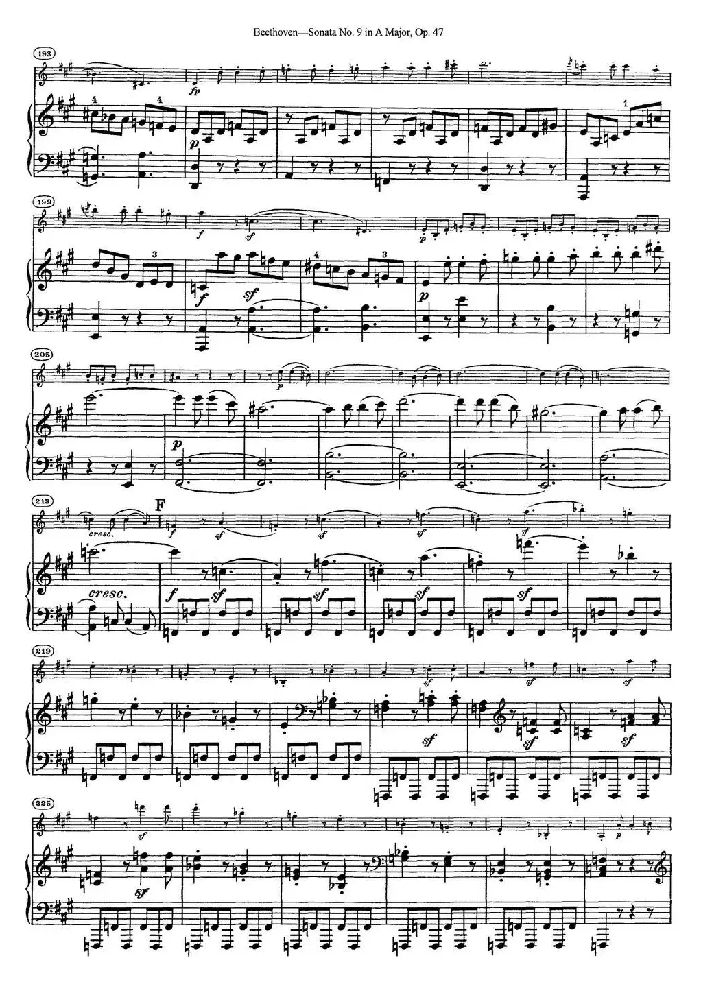 Violin Sonata No.9 in A Major Op.47（小提琴+钢琴伴奏）