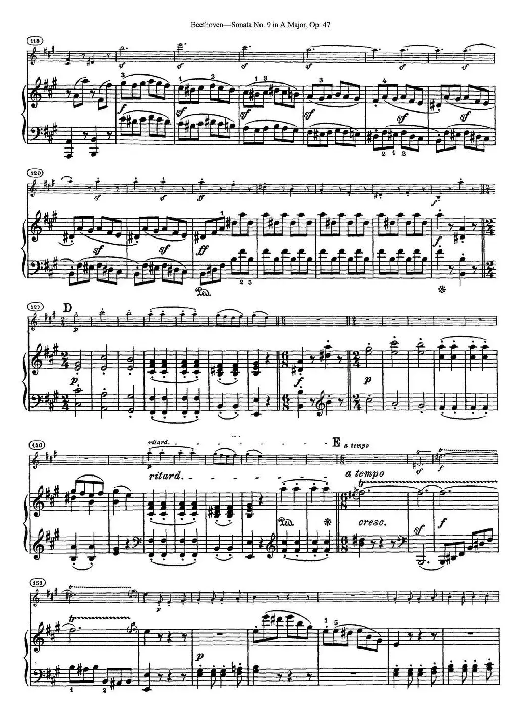 Violin Sonata No.9 in A Major Op.47（小提琴+钢琴伴奏）