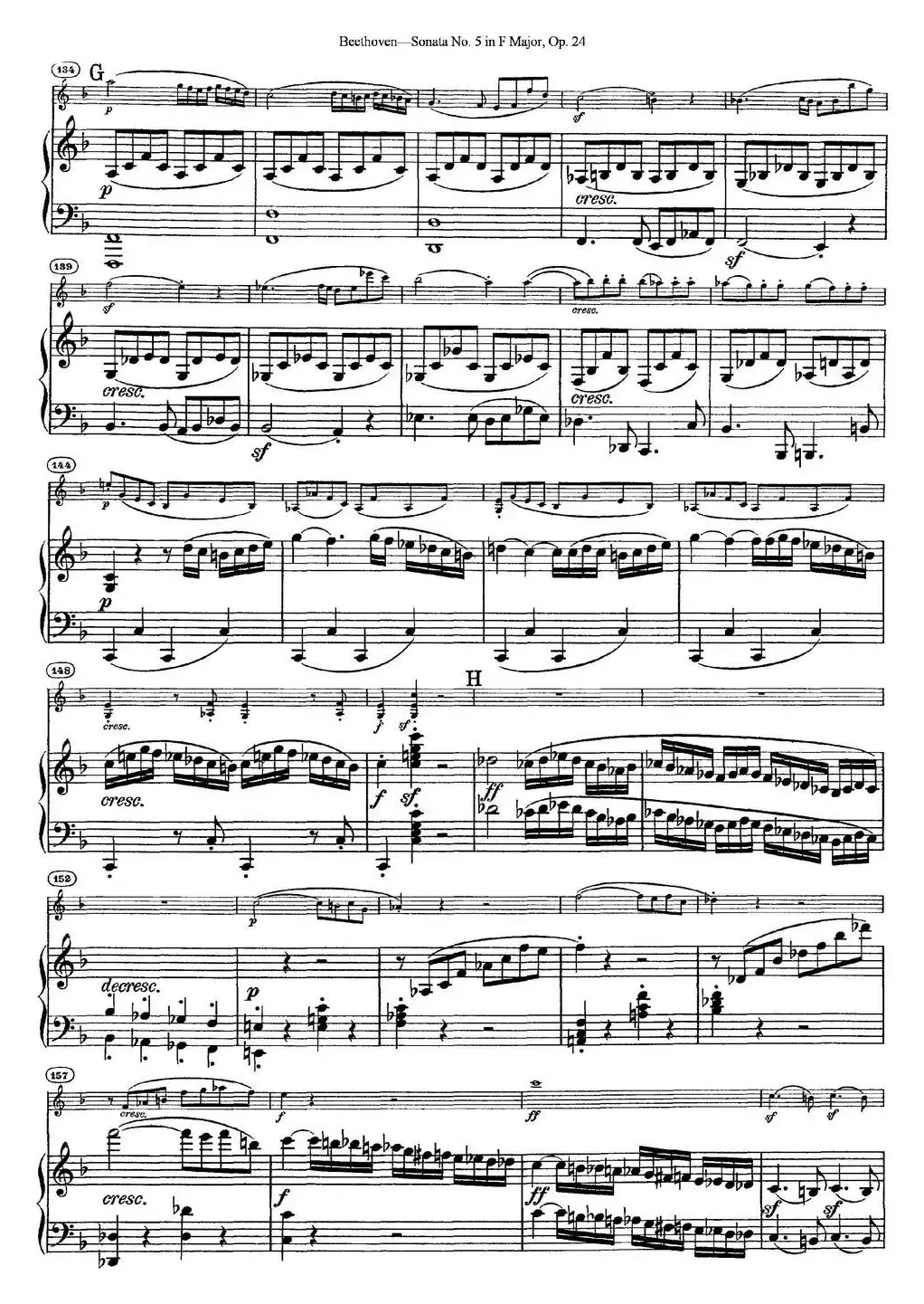 Violin Sonata No.5 in F Major Op.24（小提琴+钢琴伴奏）